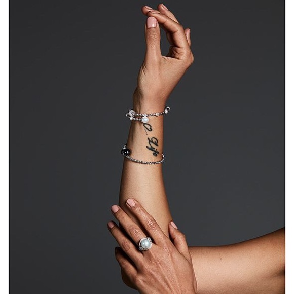 Sterling Silver Pearl Sparkle Bead Cuff Bracelet - Picture 3 of 5